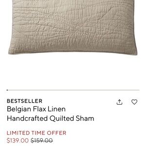 Belgian Flax Linen Quilted Sham - Dark Flax
